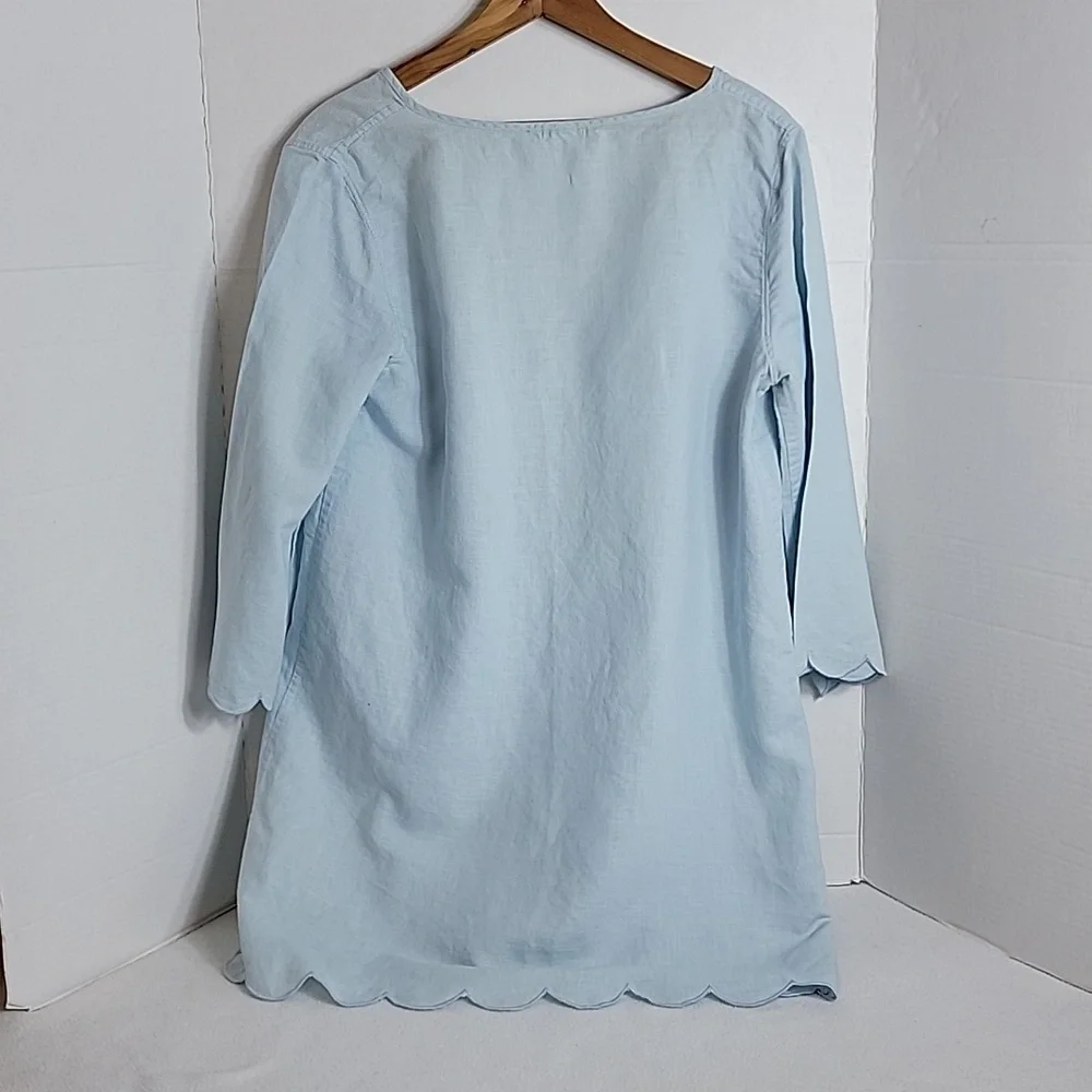 J. Crew Women's Light Blue W/ Ruffle Accent Long Sleeve Tunic,  S - Picture 2 of 8